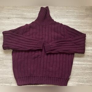 NWT Burberry London Turtleneck Burgundy Chunky Men’s Sweater Size XL